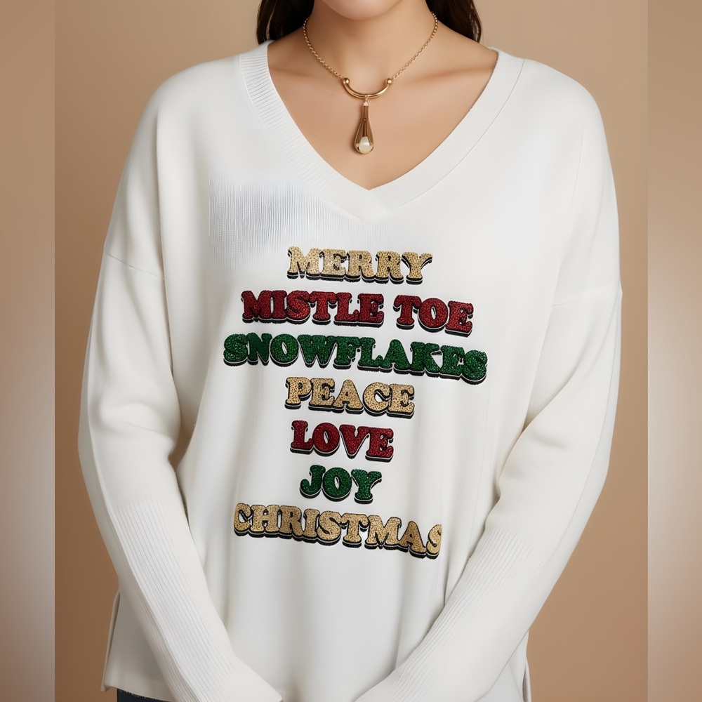 ‎NWT True Self "Merry Christmas" Sweater - S
